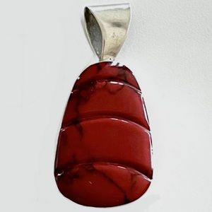 Taxco Large Vintage Carved Howlite Sterling Silver Pendant